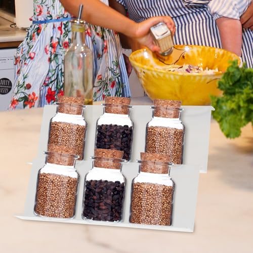 3pcs Acrylic Spice Rack Drawer Insert, Stackable Ladder Organizer