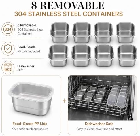 Ankou Snackle Box Container, Stainless Steel Divided Serving Tray with