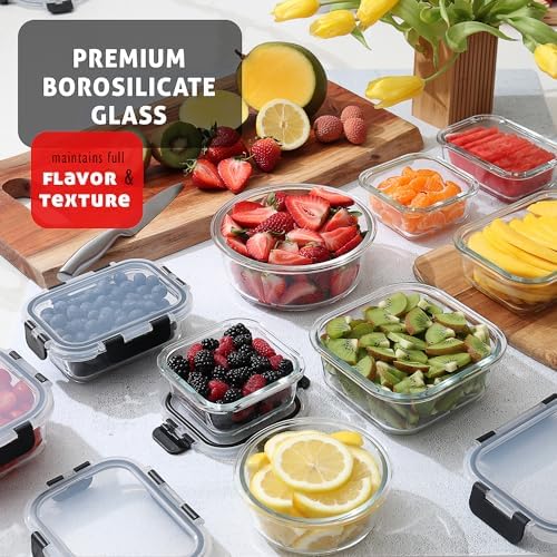 EATEX 48pc Glass Storage Containers with 24 Airtight Lids