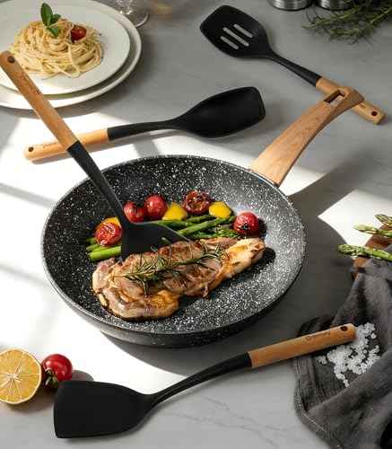 4PCS Silicone Cooking Utensils Set, Large Nonstick Spatula Spoons Set