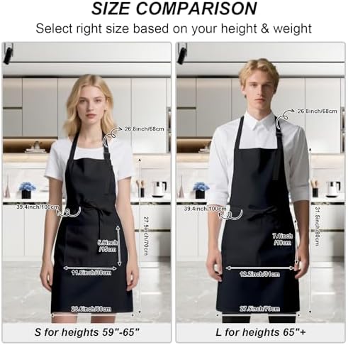 15-Pack Adult Aprons for Women Men, Adjustable Strap, 2 Pockets