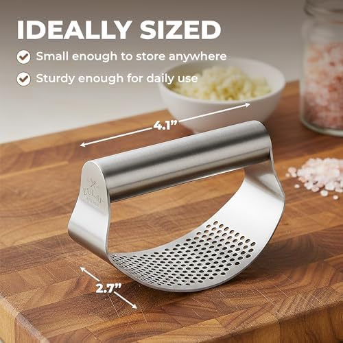 Zulay Kitchen Garlic Press Rocker Set, Stainless Steel