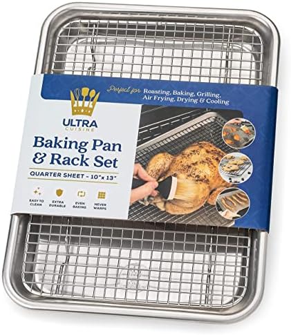 Ultra Cuisine Quarter Sheet Pan with Wire Rack Set & Stainless Steel