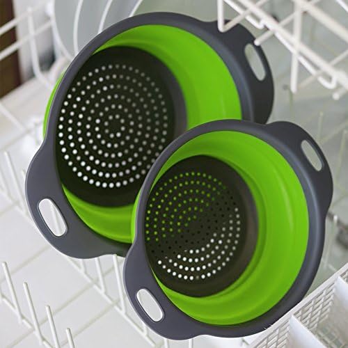 2 Collapsible Colander Mixing Bowl Strainer and Colander Set Silicone