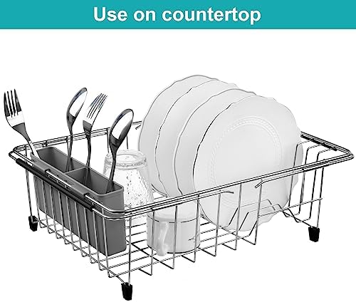 iPEGTOP Expandable Dish Drying Rack, Stainless Steel