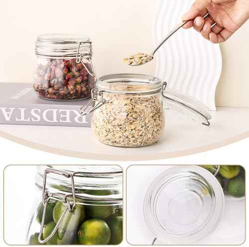 Liuruiyu 16oz - 6 Pack Round Glass Jars with Airtight Lid, Wide Mouth