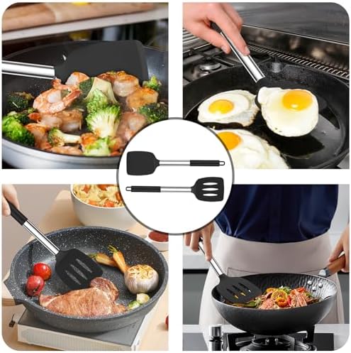 TeamFar Kitchen Utensils, 4 PCS Silicone Cooking Utensils Spatula