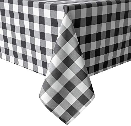 Hiasan 60 x 120 Inch Checkered Tablecloth Rectangle, Black and White