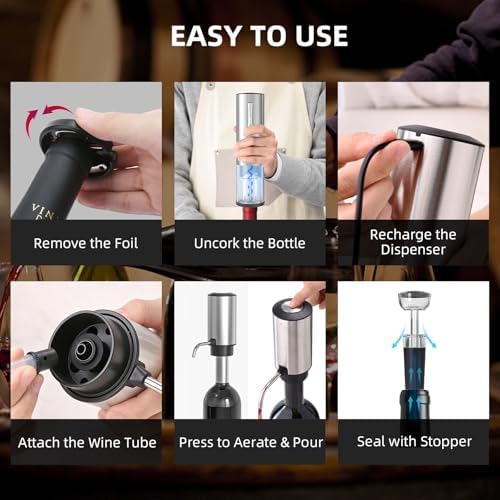 Wine Gifts-Electric Wine Opener and Aerator Set- Rechargeable Wine