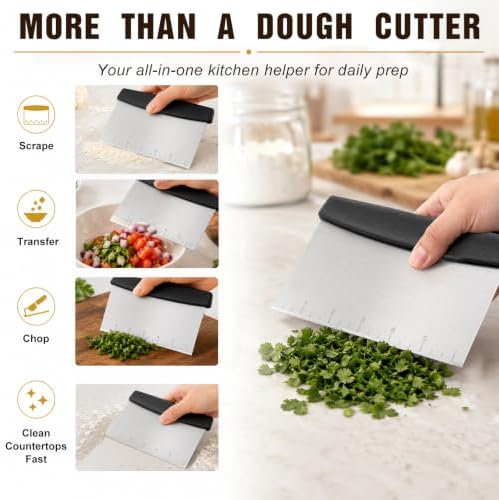 Stainless Steel Bench Scraper Dough Cutter with Measurement Marks
