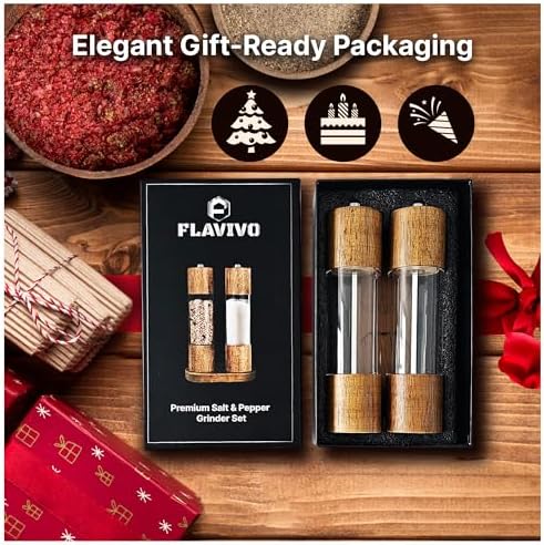 Wooden Salt and Pepper Grinder Set, 8-Inch
