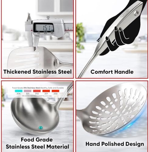 Newness 4-Piece 304 Stainless Steel Cooking Utensil Set