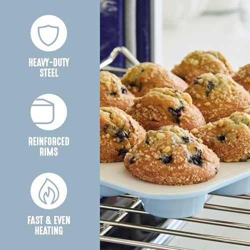 GreenLife 12 Cup Ceramic Nonstick Muffin Pan, Blue Haze
