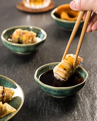 Dipping Bowls Set of 6, 3 oz Ceramic Soy Sauce & Condiment Dishes