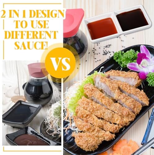 Gejoy 6 Pcs Dual Dipping Sauce Bowls Soy Sauce Dish Bowls, White