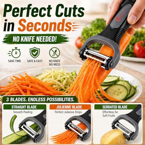 3-in-1 Vegetable Peeler Set – Ultra Sharp Stainless Steel Y Peeler