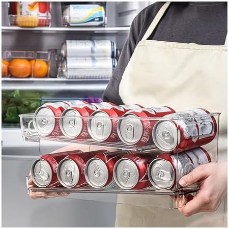 2-Tier Soda Can Dispenser For Refrigerator, Automatic Rolling Drink