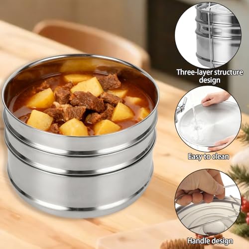 STARVAST Stainless Steel 3 Tier Stackable Insert Pans, Compatible with