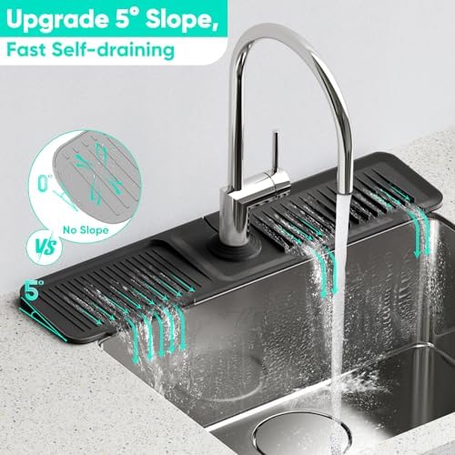 24'' Longer Faucet Mat for Kitchen Sink Splash Guard Drain Mat Behind