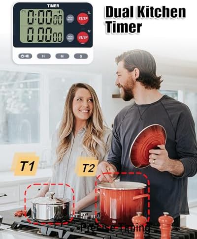 TPNEG Dual Kitchen Timer, Large Display