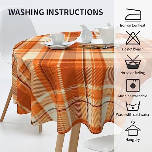 BETGINY Fall Tablecloth 70 Inch Round Autumn Thanksgiving Plaid Table