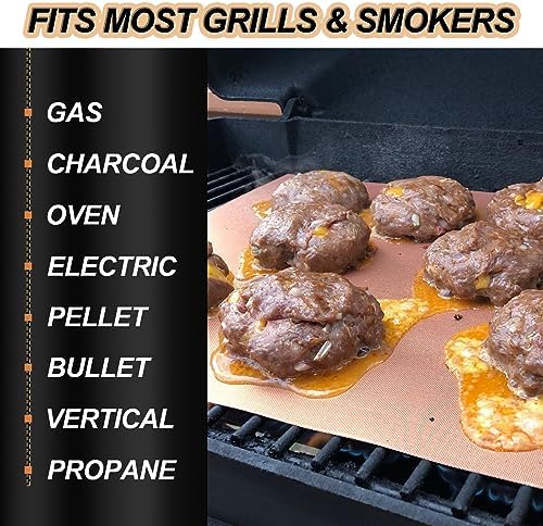 UBeesize 6-Pack Copper Grill Mats, Non-Stick Reusable BBQ Grilling Mat