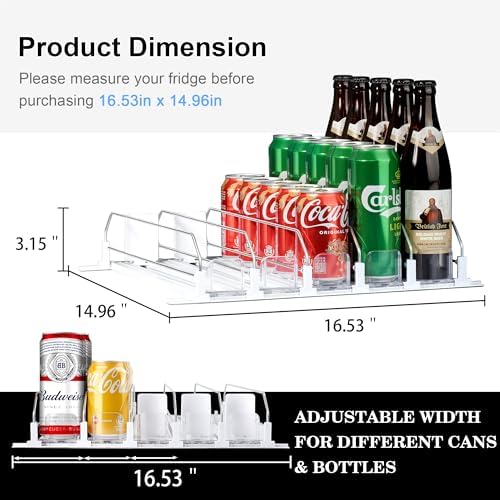 LumoShine Drink Organizer for Fridge, Holds Up to 25 Cans, White