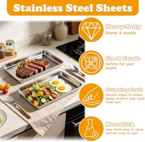QTLCOHD 8 Pack 9 x 12 Inch Stainless Steel Quarter Baking Sheet Pans
