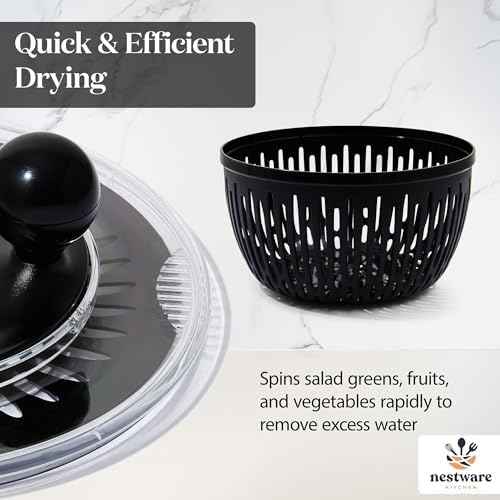 Stainless Steel Salad Spinner Large, 5.3 Qt - Lettuce, Vegetable &
