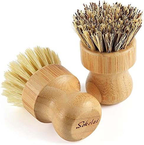 Bamboo Dish Scrub Brushes, Set of 2