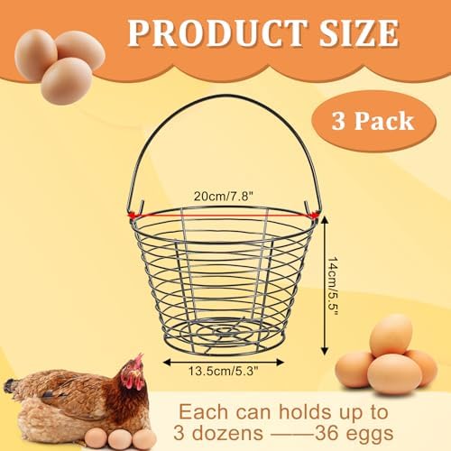 3 PCS 8" Wire Egg Baskets with Handles