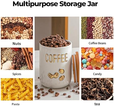 White Ceramic Canister Set for Coffee Tea Sugar, 3-Piece Food Storage