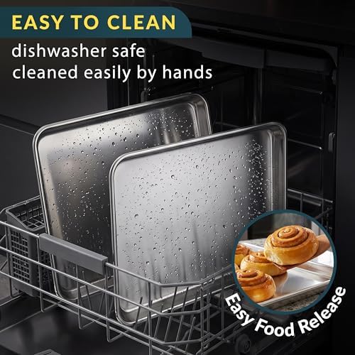 Stainless Steel Cookie Sheet Set of 2, 12" Quarter Baking Sheet Pans