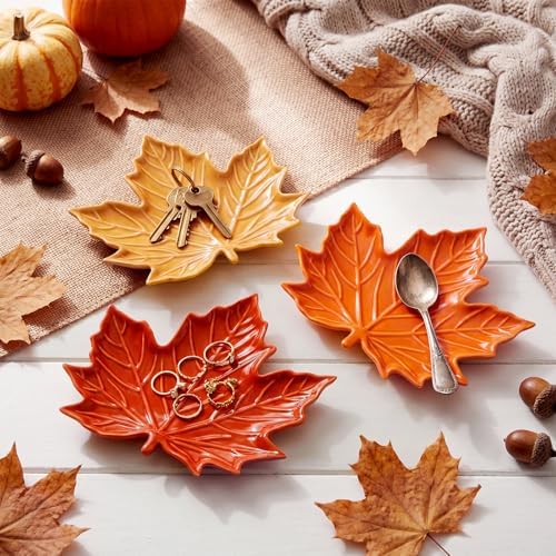 3 Pcs Fall Maple Leaf Ceramic Spoon Rest for Stove Top