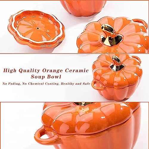 Dutch Oven Pot with Lid, Pumpkin Pottery Dessert Saucepan, Mini Baking