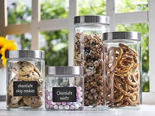 4pc Canister Sets for Kitchen Counter or Bathroom + Labels & Marker
