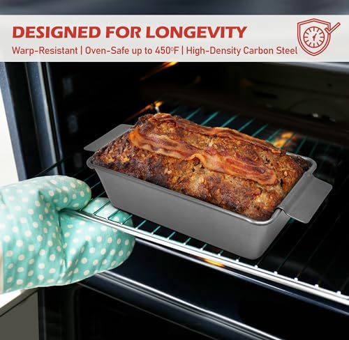 PERLLI Meat Loaf Pan with Drip Tray – 2 Pc. 9.8 x 5.7 In.