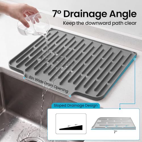 Foldable Silicone Dish Drying Mat for Kitchen Counter & Sink - Quick