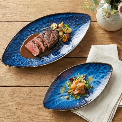 Ceramic Serving Platters - Set of 4 Oval Platters for Entertaining