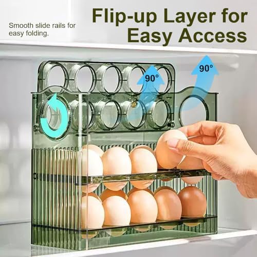 Koja 30-Egg Flip-Up Fridge Organizer, 3-Layer BPA-Free