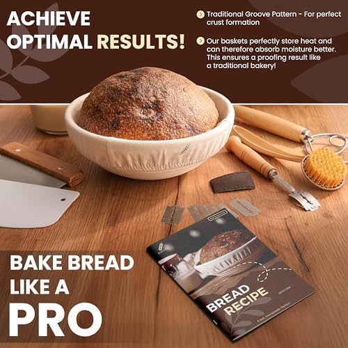 BAKERIA 9" Sourdough Bread Proofing Basket Kit – Artisan Banneton Set