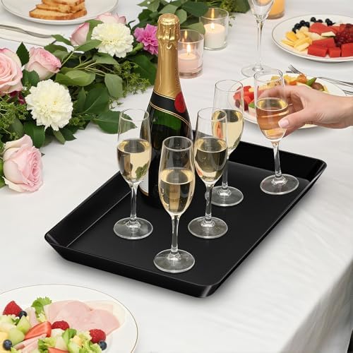 SpaceTrove 6-Pack Serving Tray Set, Reusable Plastic Serving Platter