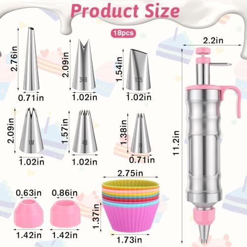 Dessert Decorating Syringe Set, Stainless Steel Frosting Kit