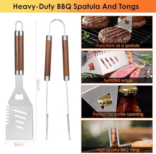 Yoehka 34-Piece BBQ Grilling Accessories Set, Brown