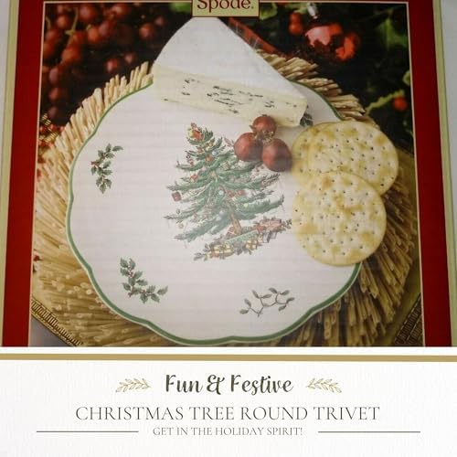 Spode Christmas Tree Round Trivet - 9" Heat Resistant Trivet for Hot
