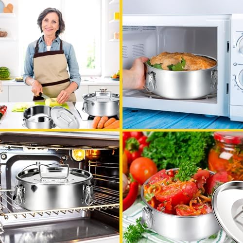 Maxcheck 3 Pack Flan Mold with Lid 1.5QT Stainless Steel Flan Pan