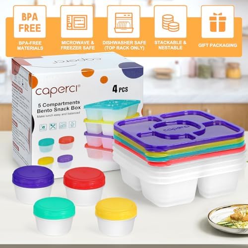 Caperci Original Lunchable Snack Containers for Kids & Adults