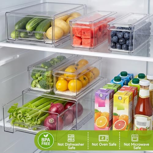 6Pack Fridge Organizers and Storage with Drain Trays,BPA-Free