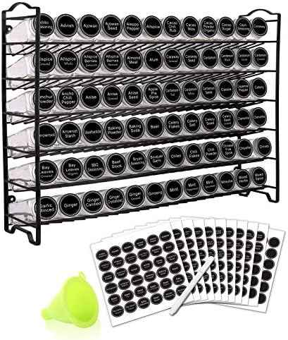 SWOMMOLY Spice Rack Organizer with 72 Spice Jars 4 oz, 396 Spice