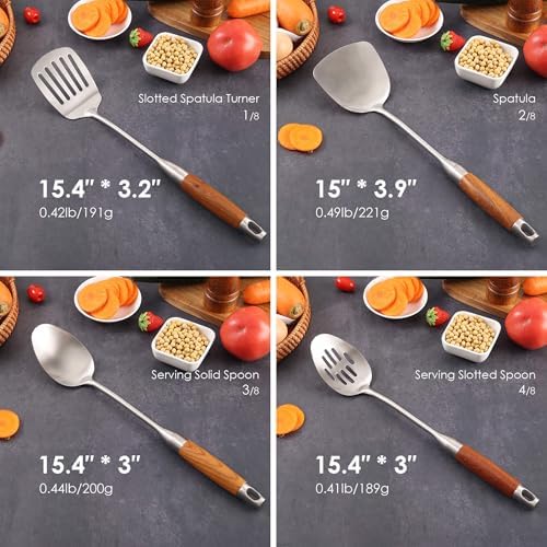 18/10 Stainless Steel Utensils Set with Wooden Handle